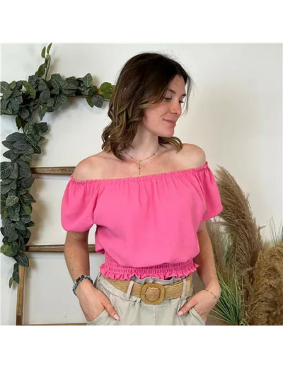 L170- Croptop uni (Tu) (fuchsia)