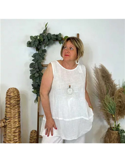 Z158- Debardeur coton (Gt) (blanc)