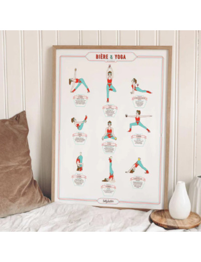 Affiche Bière et yoga femme