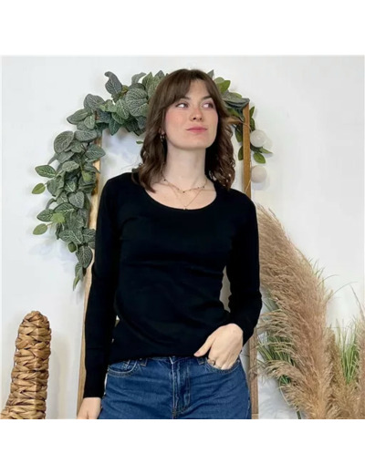 Y374- Pull Épais sans laine «Voggo» (T36-T48) (noir)