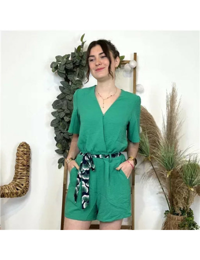 k971- Combi-short uni Maëlle (T36-T40) (vert brésil)