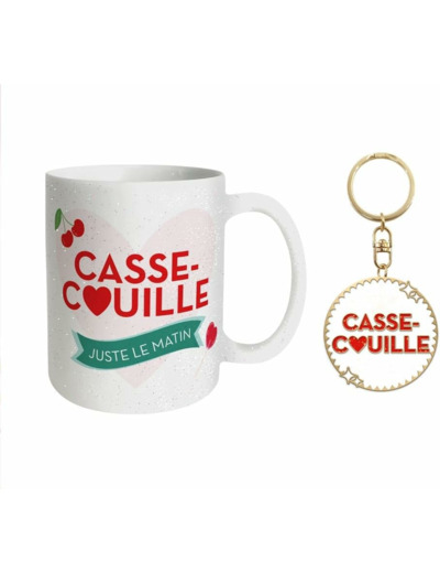 STC coffret mug et porte clés pailettes "Casse-couille"