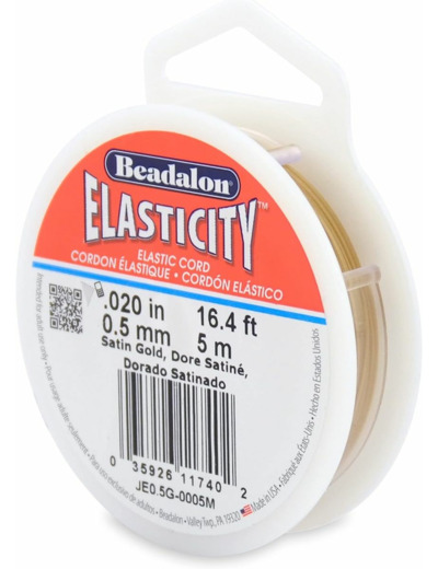 Fil elastique Beadalon 0,5 mm de diametre Dore 5 m