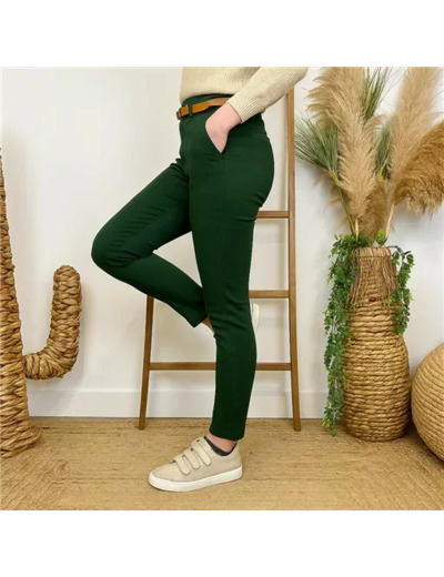 L799- Pantalon Stretch (T36-T46) 🇮🇹 (vert sapin)