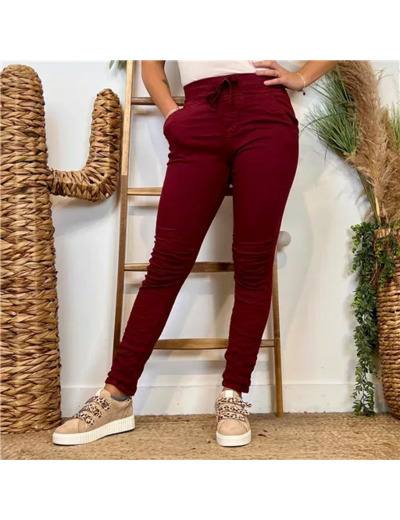 P070- Jean Melly.and.Co Taille élastiquée (Xs-Xl) (bordeaux)