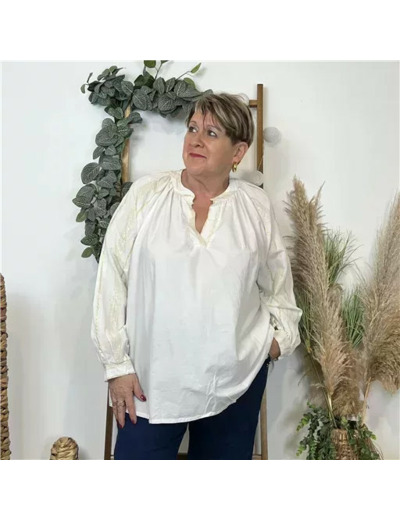 K524- Blouse brodée coton (Gt) 🇮🇹 (blanc)