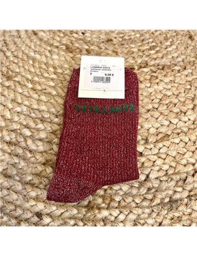 V316- Chaussettes paillettes "Pétillante" (bordeaux)