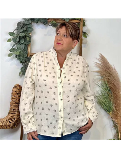 K098- Chemise Brodée By One (T40-T48) (ecru)