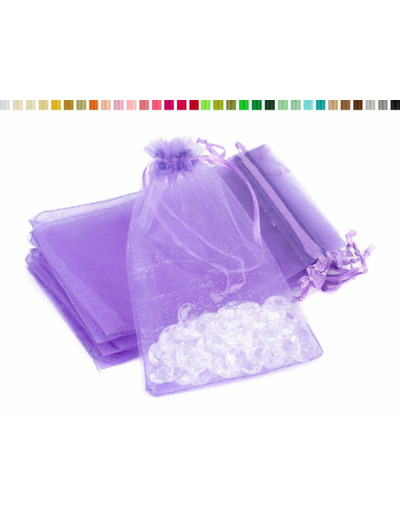 Lot de10 sacs en organza a nouer 7x9 cm pour bijoux parme