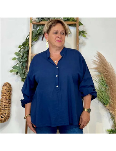 Z135- Blouse Coton unie (Gt) (marine)