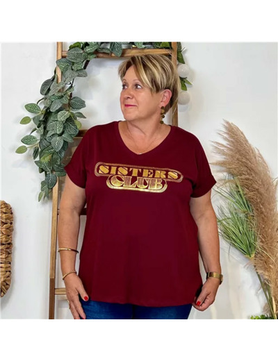 Z149- T Shirt "Sisters Club" (Gt) 🇮🇹 (bordeaux)