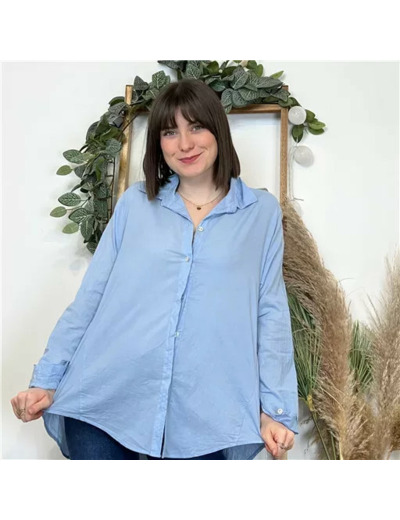 K503- Chemise fluide coton (Tu) 🇮🇹 (bleu indigo)