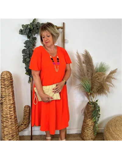 N353- Robe fluide à petit prix (GT) (orange)