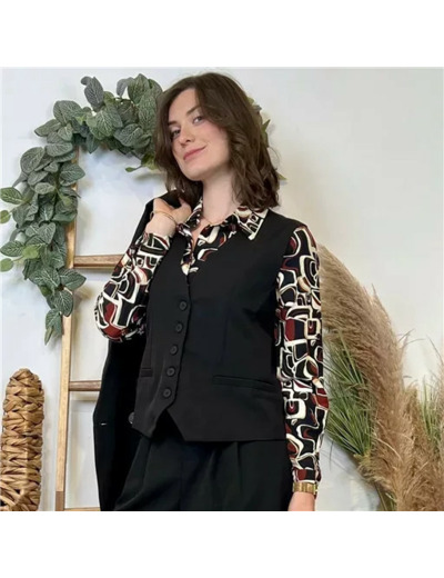 K086- Gilet de costume court "So Sweet" (T36-T40) (noir)