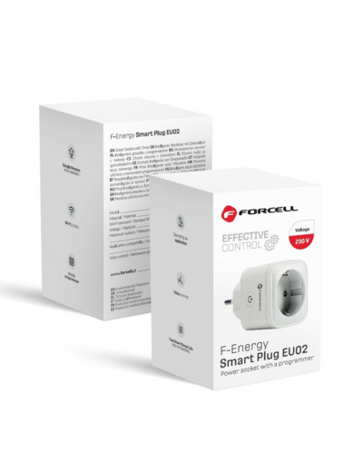 FORCELL F-ENERGY Prise intelligente 230V avec Wifi, programmateur, contrôle vocal, compatible Tuya/Alexa