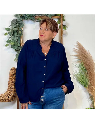 K063- Blouse Unie "Z-One" (T40-T48) (marine)