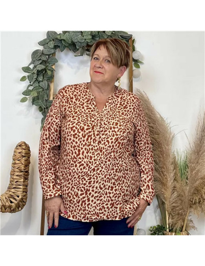 Z078- Blouse Christy "Léopard" (T44-T52) (rouille)