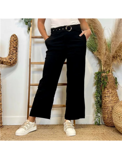 L752- Pantalon Tailleur Taille Haute (T36-T42) (noir)