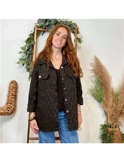 K110- Veste « Coton brodé…» (Tu) 🇮🇹 (marron)
